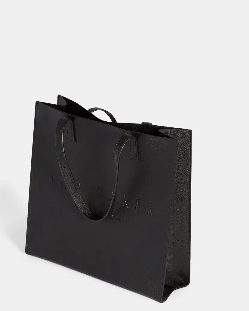 Ted Baker Soocon Large Crosshatch Icon Tote Bag-Black