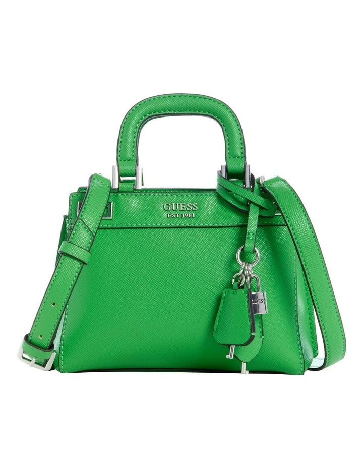 Guess Mini Katey Green Top Handle Satchel Bag-Green