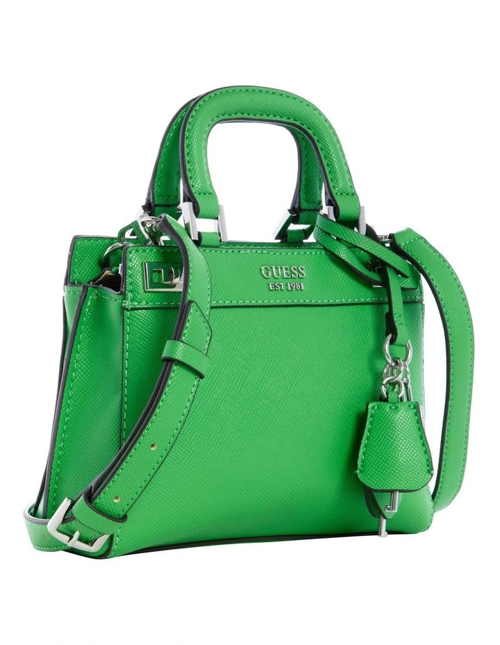 Guess Mini Katey Green Top Handle Satchel Bag-Green