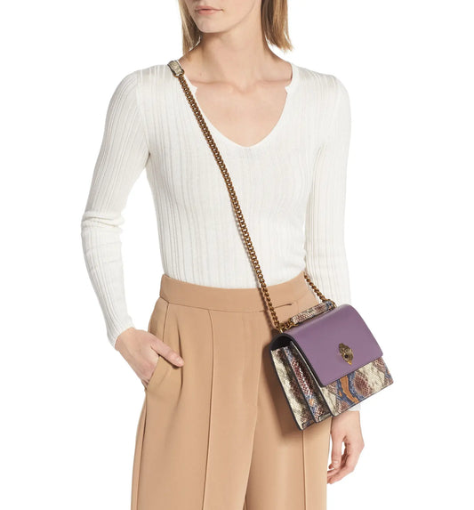 Kurt Geiger Midi Shoreditch Snake Embossed Leather Crossbody bag- Lilac - Premium  from House of Glitz  - Just $165000.00! Shop now at House of Glitz 