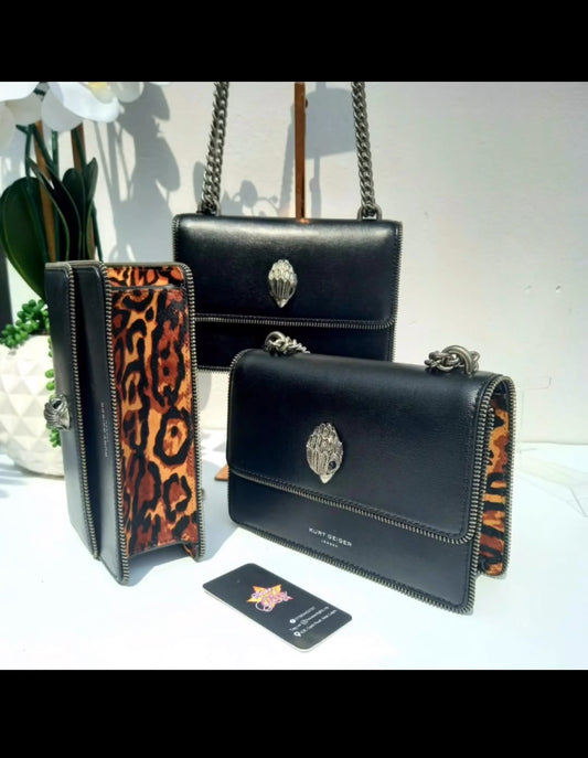 KG Mini Shoreditch Small Leather & Genuine Calf Hair Crossbody bag-Black