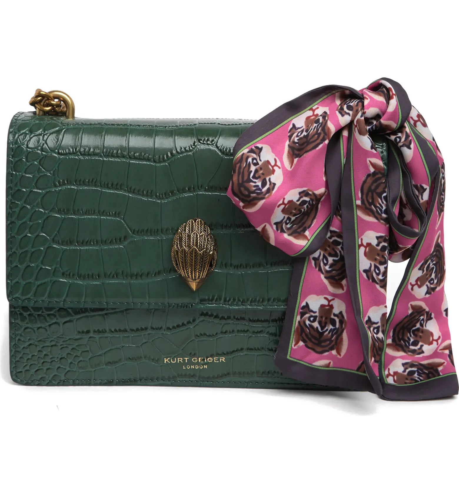 Kurt Geiger Midi Shoreditch Croc Embossed Crossbody bag-Green - Premium  from House of Glitz  - Just $165000.00! Shop now at House of Glitz 