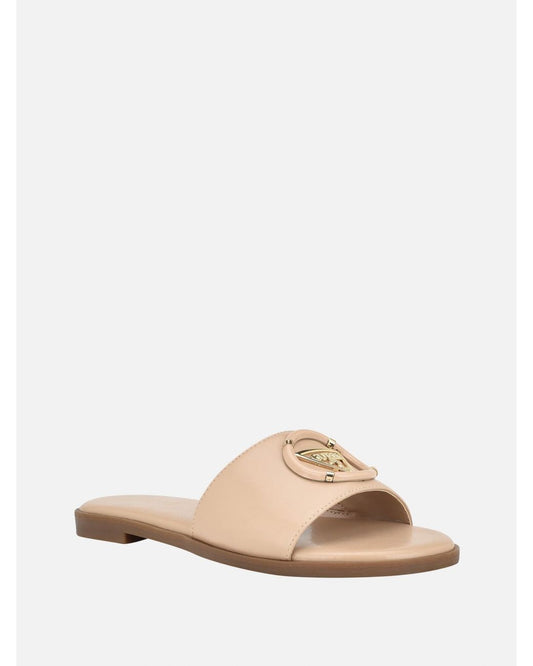 Guess Magnify Faux-Leather Slippers-Nude
