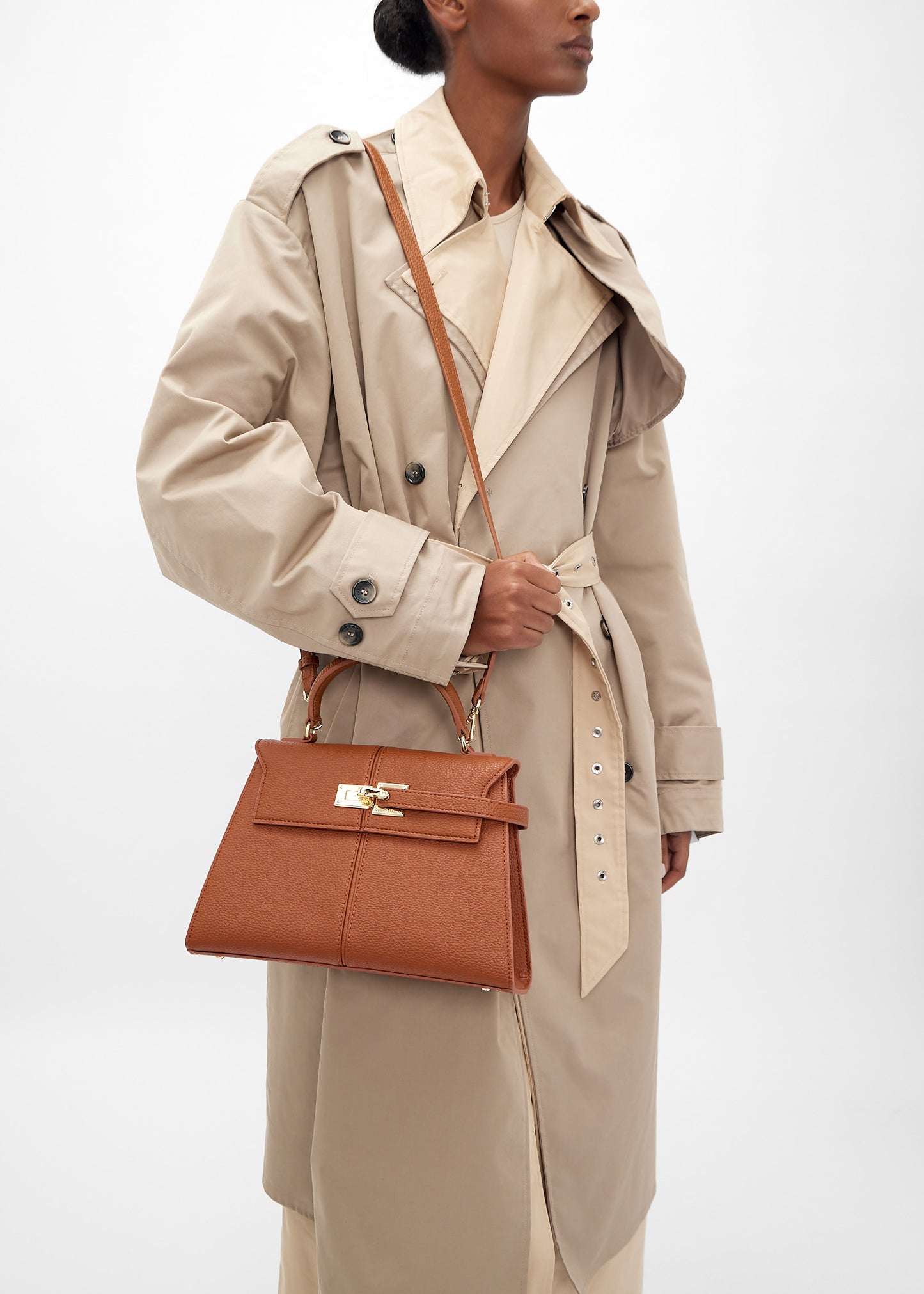 BOXED JW PEI Elise top handle bag -Brown Midi