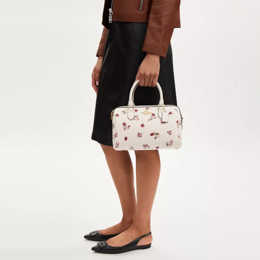 Coach Rowan Satchel Bag With Ladybug Floral Print