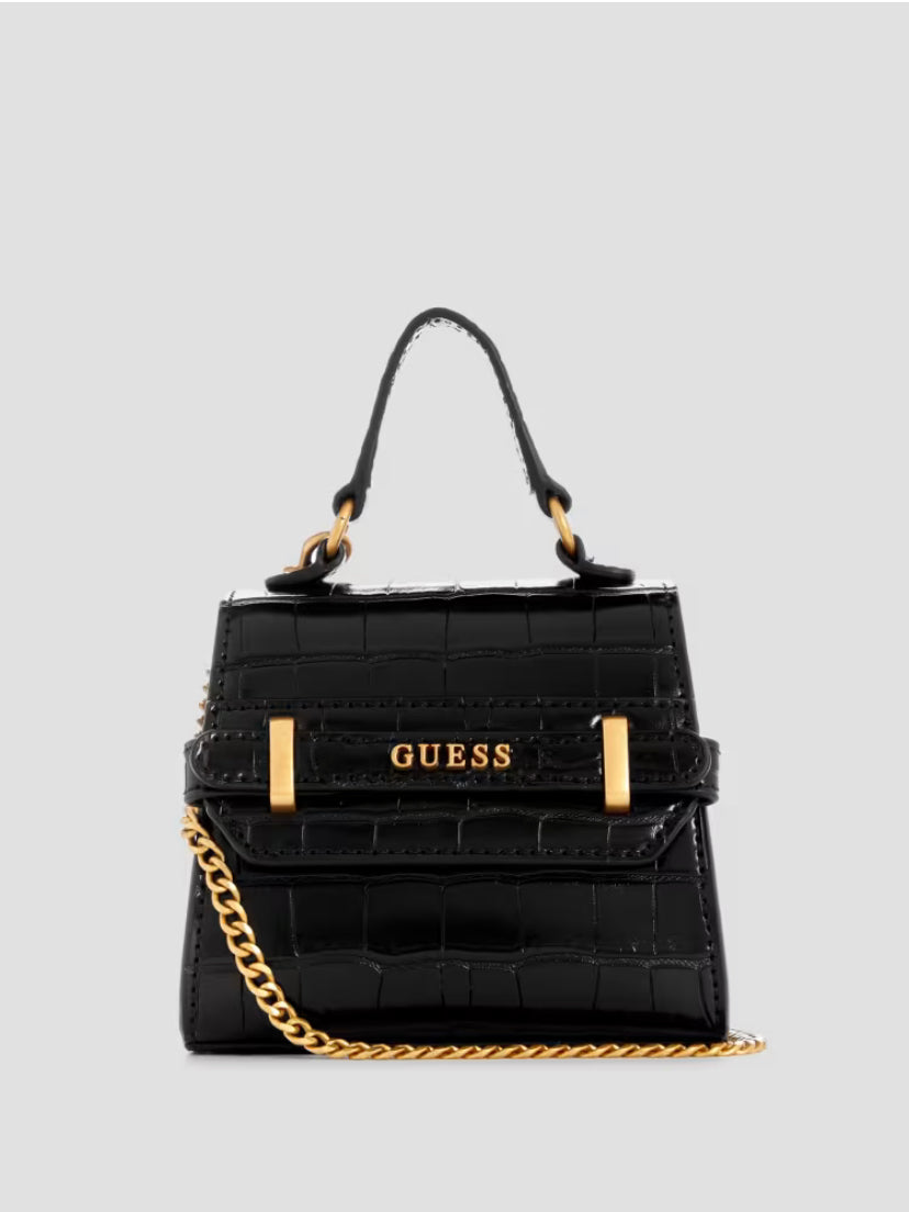 Guess Sestri Micro mini Croc crossbody bag -Black