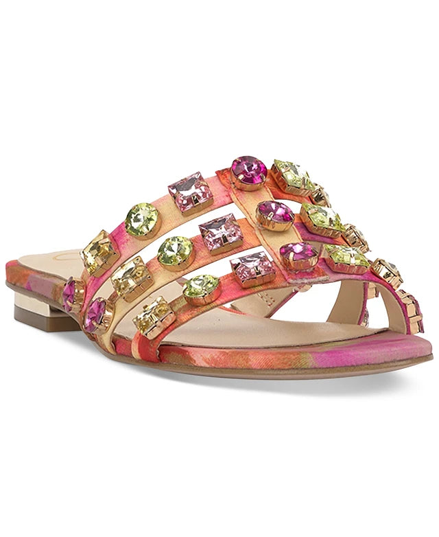 Jessica Simpson Detta Crystal Embellished Slippers-Multi