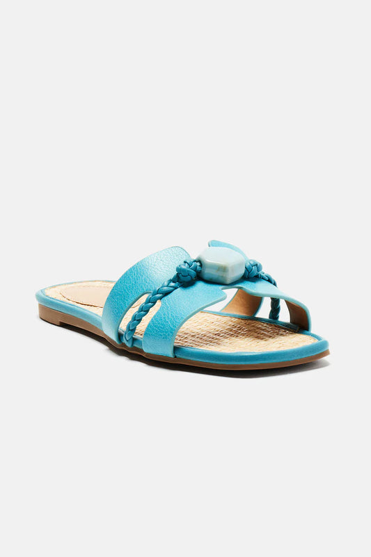 Fashionova Kiera braided Flat Slippers -Blue