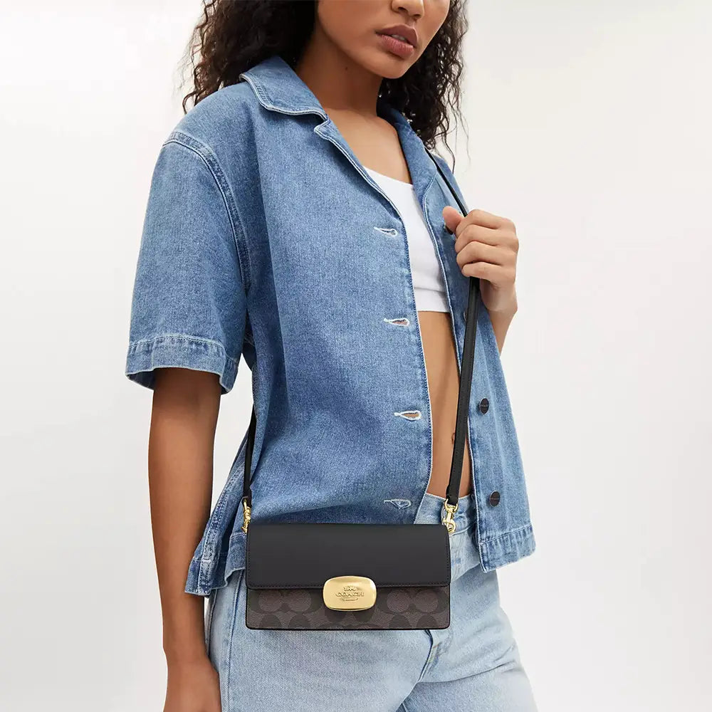 Eliza Small Flap Crossbody bag-Brown black