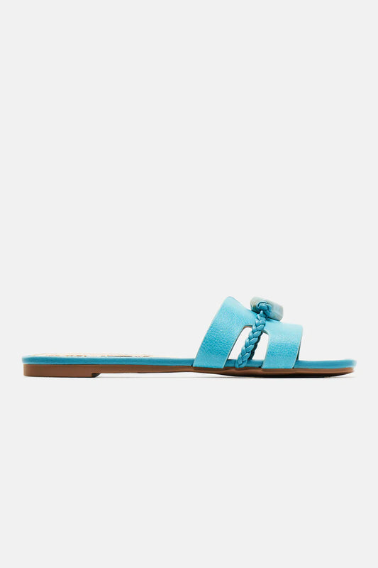 Fashionova Kiera braided Flat Slippers -Blue