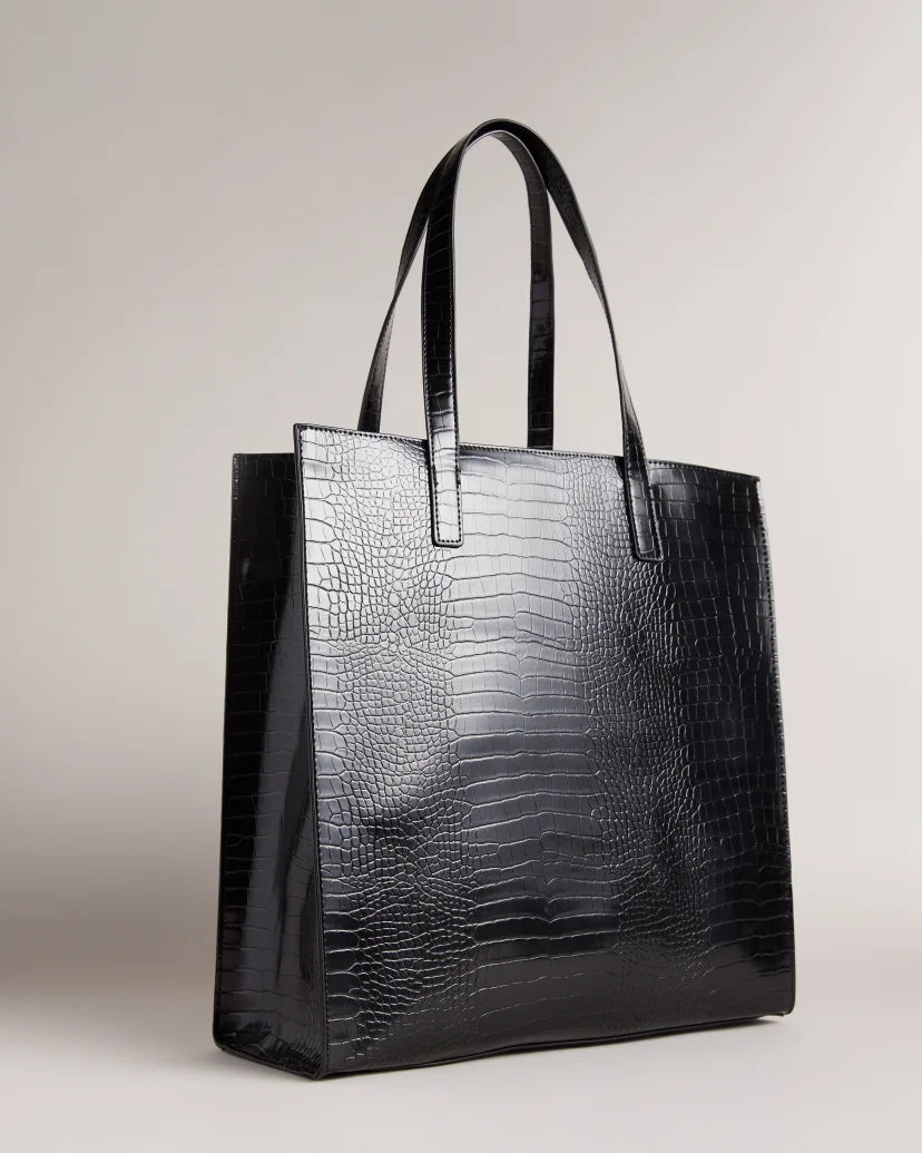 Ted Baker CrocconCroc Detail Large Icon Bag-Black