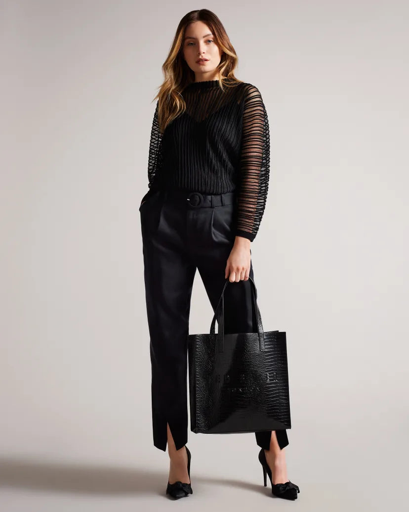 Ted Baker CrocconCroc Detail Large Icon Bag-Black