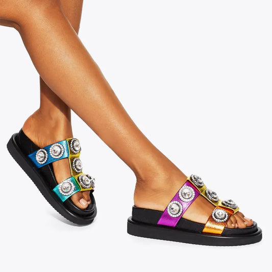 KG Orson crystal Slippers -Multi