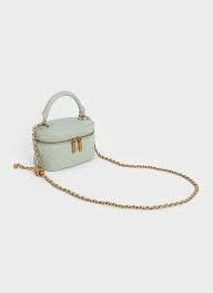 Charles and Keith Quilted Round Pouch crossbody bag- Mint Green