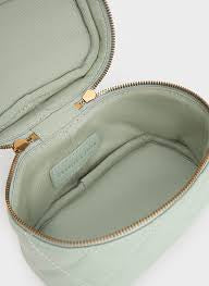 Charles and Keith Quilted Round Pouch crossbody bag- Mint Green