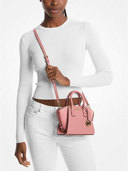 Michael kors Avril Mini leather and suede satchel -light pink