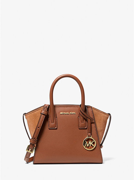 Michael kors Avril Mini leather and suede satchel -Brown
