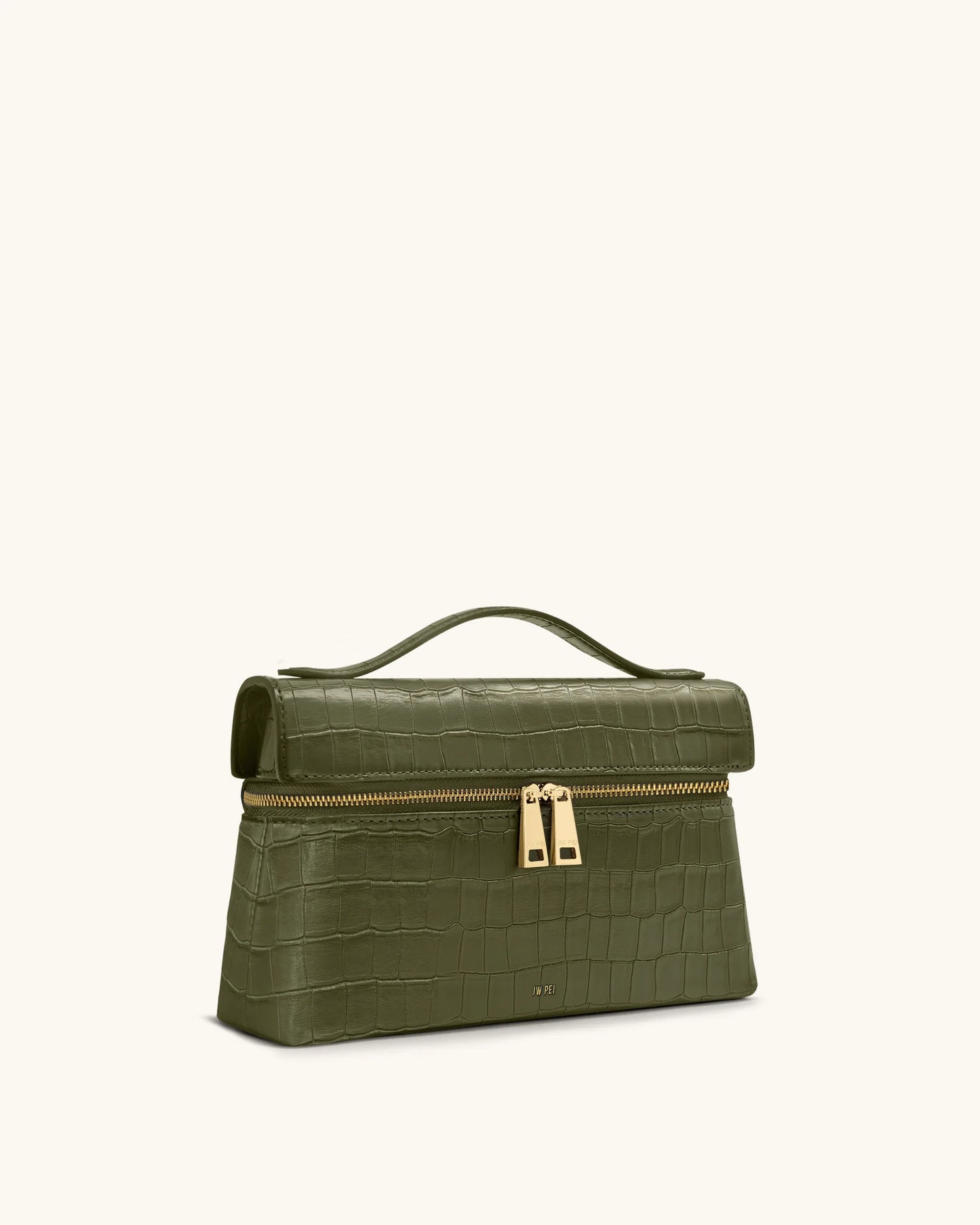 PREORDER JW PEI Thea Croc-Embossed Top Handle Bag - Olive Green