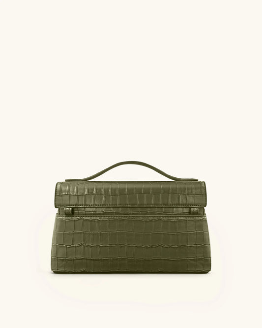 PREORDER JW PEI Thea Croc-Embossed Top Handle Bag - Olive Green