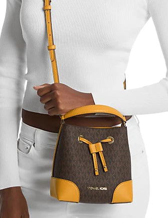 BOXED Michael Kors Mercer Mini Bucket bag- golden Rod