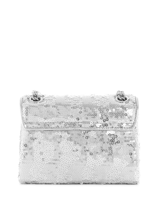 Guess Ever Mini Convertible Crossbody bag -Silver Sequin