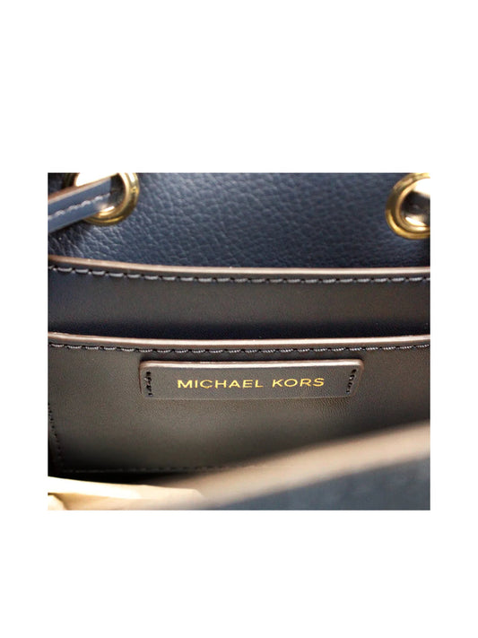 Michael Kors  Mercer Mini Pebbled Leather Bucket Bag-Navy