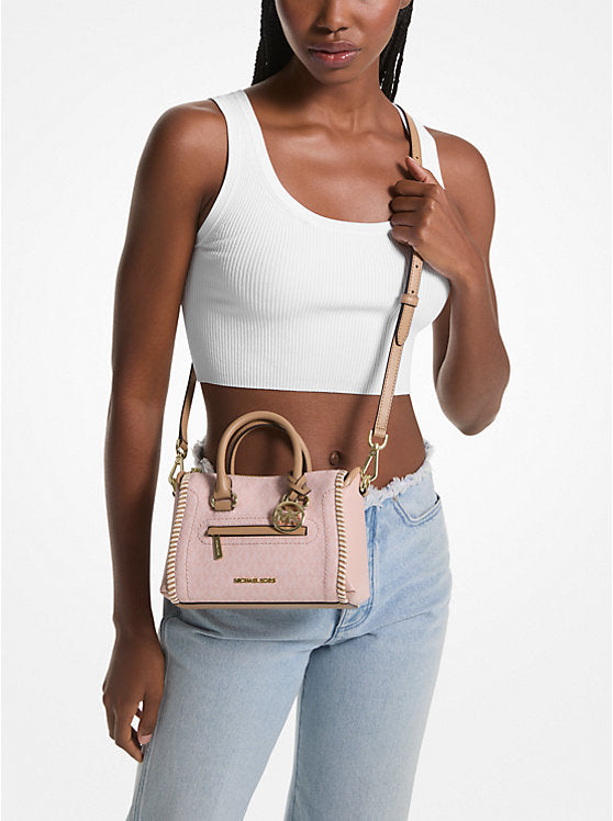 Michael Kors Carine Mini Signature Logo Satchel- Blush