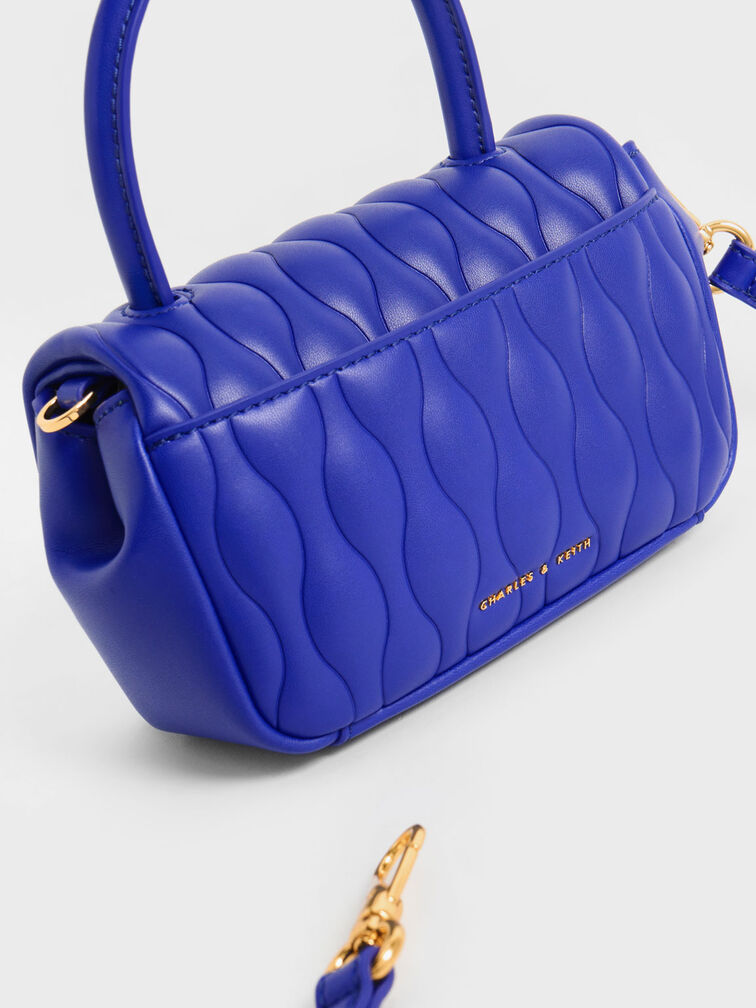 Charles & Keith Iva boxy top handle bag-Blue