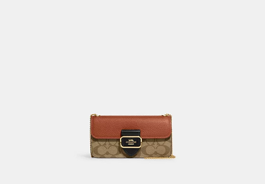 Morgan MINI Crossbody In Colorblock Signautre Canvas bag-Gold Multi