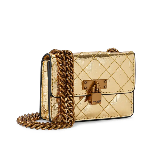 Kurt Geiger Micro Brixton lock crossbody bag-Gold