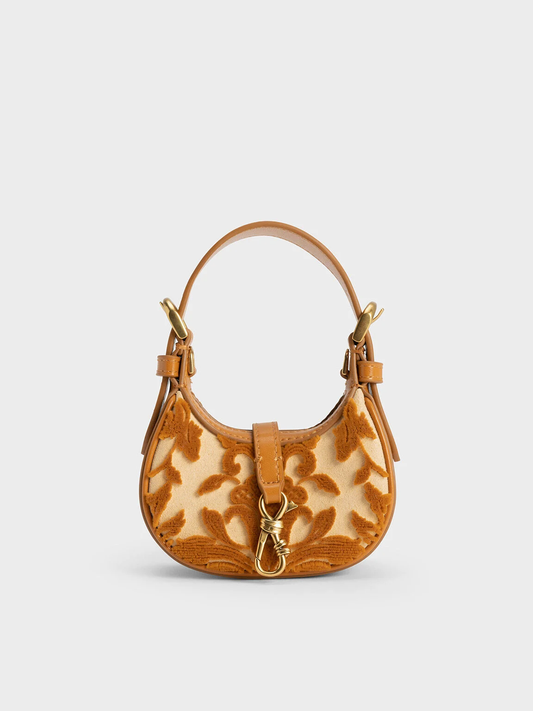 Charles and Keith Thessaly Floral Textured Micro Bag - Beige