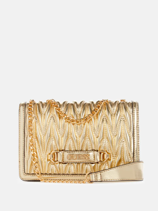 Guess Bleu Metallic Quilted Crossbody-gold