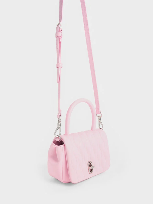 Charles & Keith Mini Iva Boxy Top Handle Bag - Pink