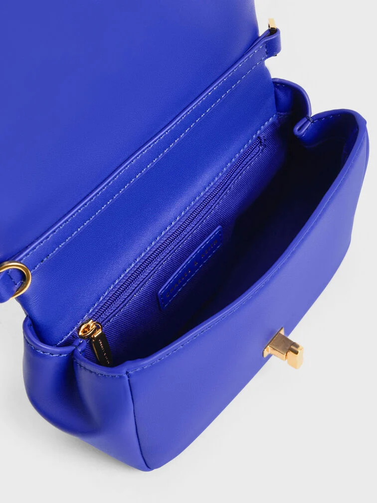 Charles & Keith Iva boxy top handle bag-Blue