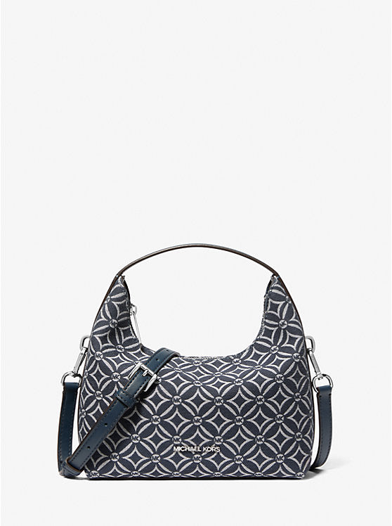 Michael Kors Ember Small Logo Jacquard Messenger Bag-Denim