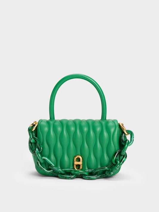 Charles & Keith Mini Iva Boxy Top Handle Bag - Green