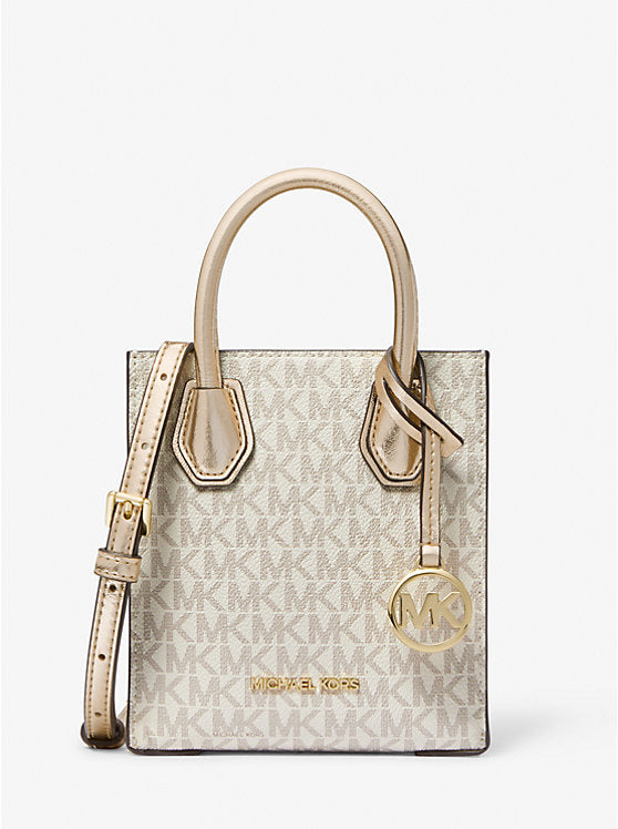 Micheal Kors Mercer Mini Signature Logo Crossbody Bag-Gold