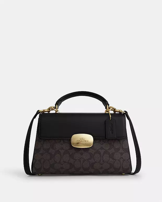 Coach Eliza Top Handle Bag-Midi Walnut Canvas