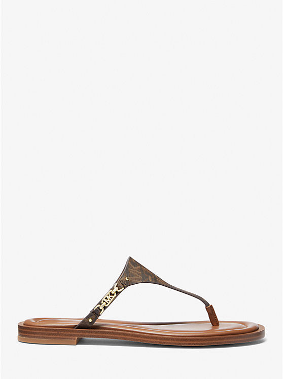 Michael Kors Daniella Empire Signature Logo Slippers-Brown