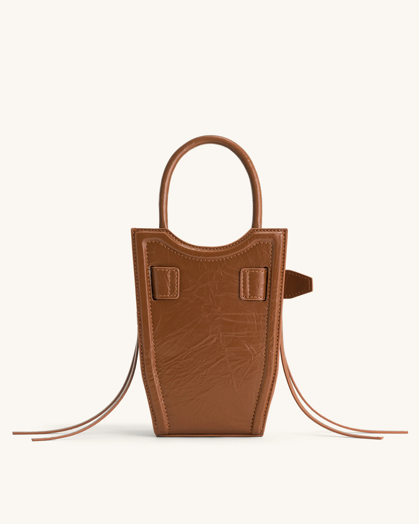 BOXED FEI CRUSHED STRAPS PHONE BAG - BROWN