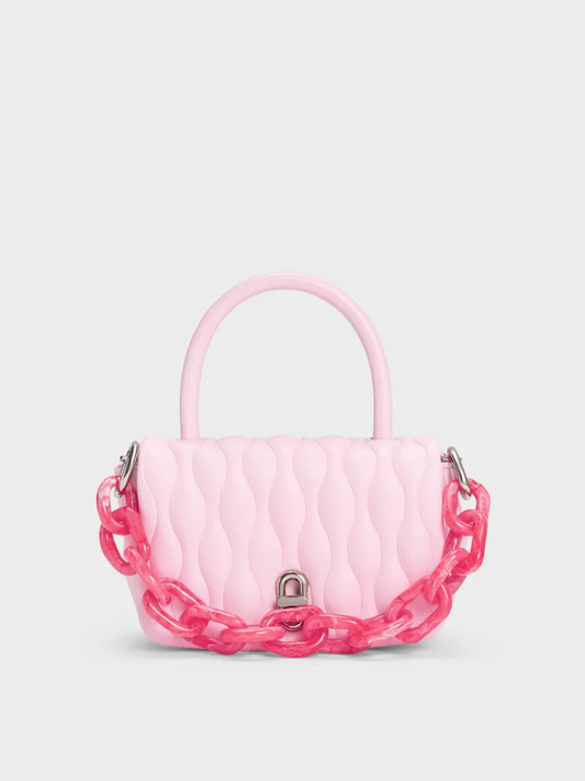 Charles & Keith Mini Iva Boxy Top Handle Bag - Pink