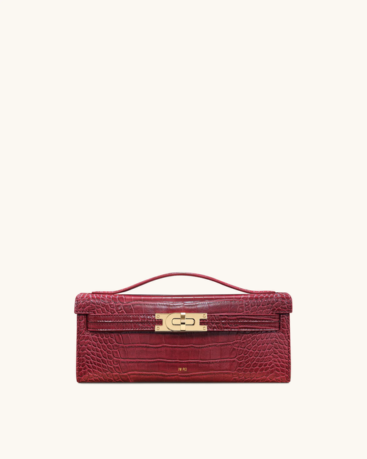 BOXED JWPEI Bria Structured Top Handle Bag - Burgundy Croc