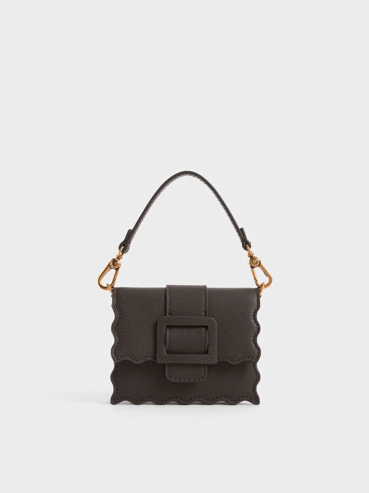 Charles & Keith Micro Waverly Scallop-Trim Mini Bag Moss