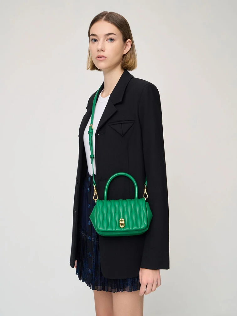 Charles & Keith Mini Iva Boxy Top Handle Bag - Green