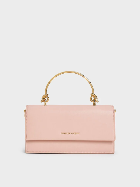 PREORDER BOXED Charles and Keith Kristine Sculptural-Handle Long Wallet - Light Pink