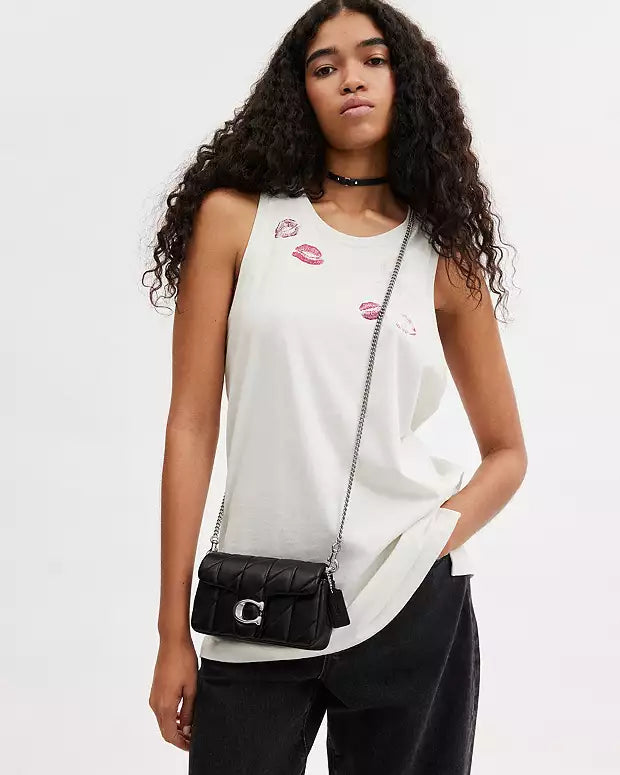 PREORDER BOXED Coach Tabby 19 Wristlet bag -Black Silver chain