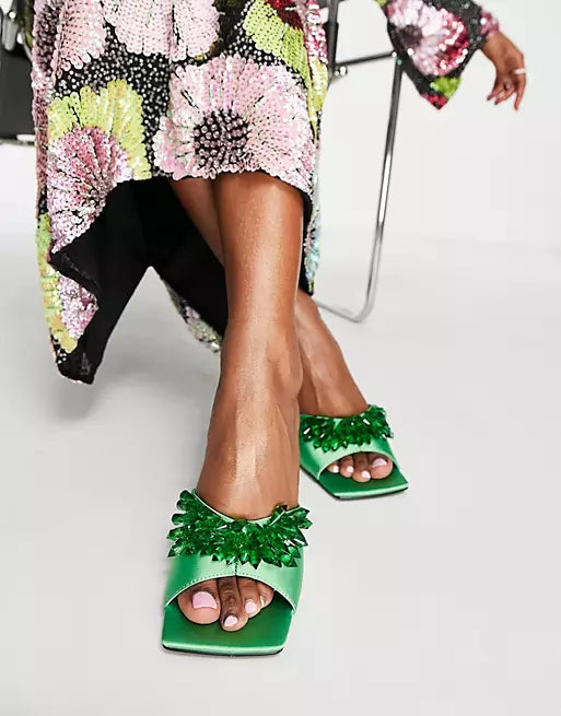 ASOS DESIGN TTYA embellished mid-heeled mules - Premium  from House of Glitz  - Just $38000.00! Shop now at House of Glitz 
