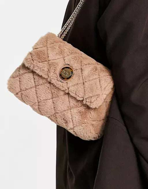 Dune Quilted Borg Faux fur crossbody bag -Nude - Premium  from House of Glitz  - Just $41500.00! Shop now at House of Glitz 