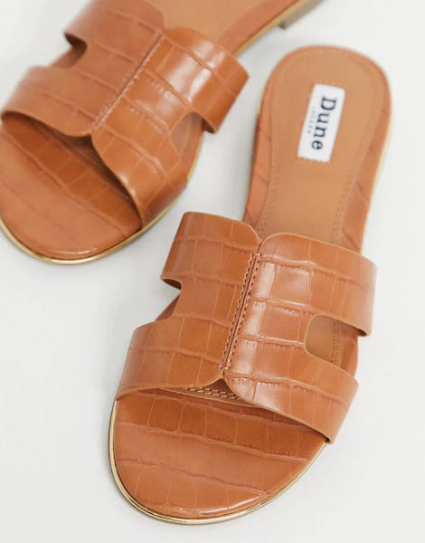 Dune slippers - brown croc – House of Glitz