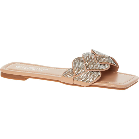 Nude Rhinestone Braided Flat Slippers - Premium  from House of Glitz  - Just $19500.00! Shop now at House of Glitz 